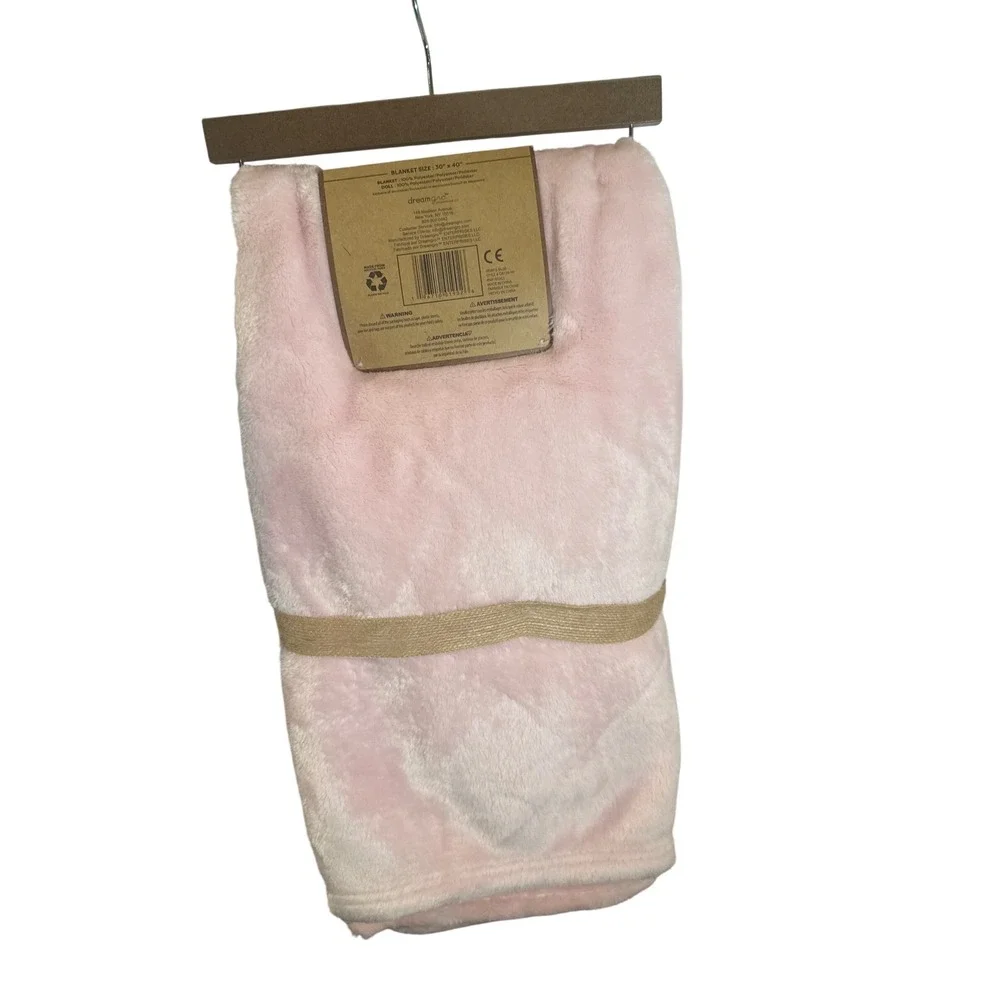 Dreamgro Pink Plush Baby Blanket and Bear‎ Doll Set DB129-PK 30x40 New